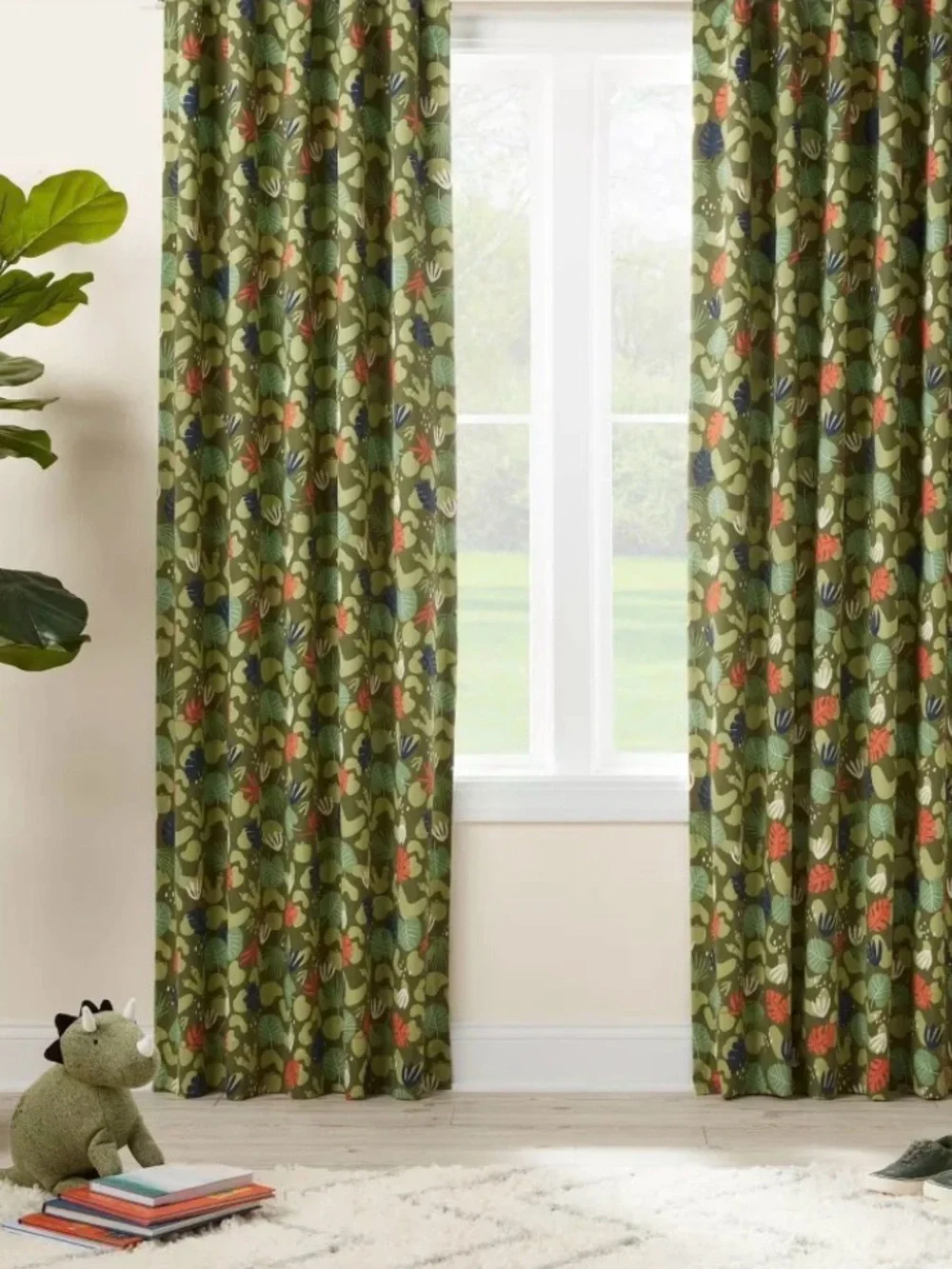 One Panel Dinosaur Footprints Blackout & Lined Curtain Panel‎ 42x72